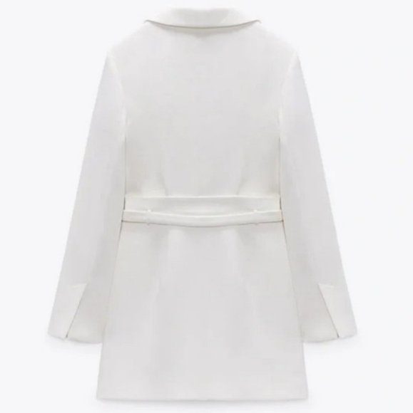 NWT Zara White Belted Blazer Mini Dress - Picture 8 of 11